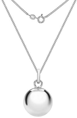 Tuscany Silver Women's Sterling Silver 16mm Ball Pendant on Curb Chain of 46cm/18