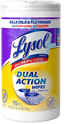Lysol Toallitas desinfectantes de doble acción, cítricos, 75 unidades
