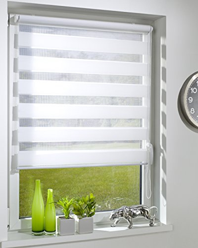 DécoProfi Duo-Doppelrollo DR10085160 weiß, Klemmfix/Klemmträger, Textil/System Breite 81 cm/85 cm, Länge 160 cm