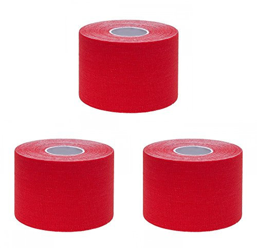 ZiATEC Pro Kinesiologie Tape - Physio-Tape, Farbe:3 x rot