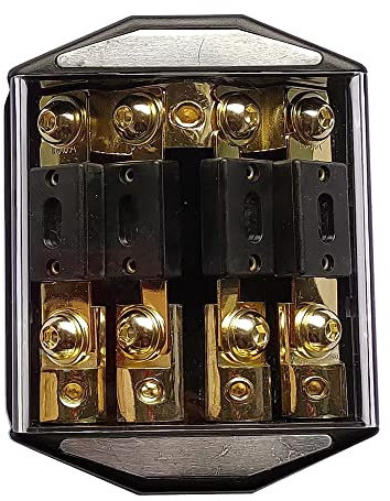InLine-ANL-Sicherungshalter 4 Wege 1 x 0ga-4 X chrombeschichteter Negativ mit Sicherung Verteiler Block Stereo/Audio/Auto