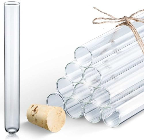 Tuuters 25x Glas Reagenzglas mit Natur-Korken im Set zum Basteln Aufbewahren Befüllen Dekorieren (75 x 12mm)