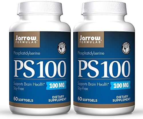 Jarrow Formulas PS 100 - 60 Softgels, Pack of 2 - 100 mg Phosphatidylserine (PS) - Supports Brain Health - Soy Free - Up to 120 Total Servings