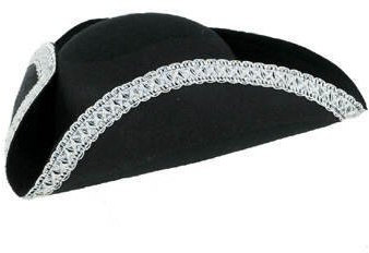 Hut Dreispitz, schwarz - silber