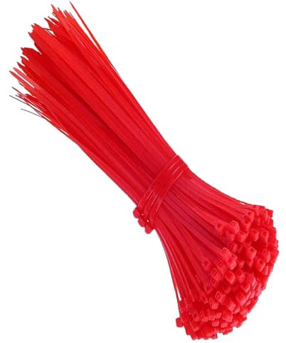 KafTon Pack of 100 Red Cable Zip Ties, UL Nylon, Perfect for PC, Bicycle Tie Wrap DIY Home Wire Vegetable Garden Office (300mm x 4.8mm) Red