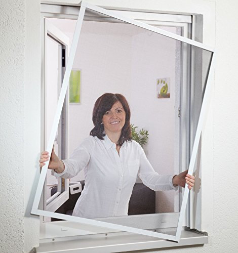 hecht international Fliegengitter Fenster Flächenbündig Compact 100x120 cm in Weiß, 1 Stück, 101020201-VH