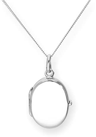 jewellerybox Sterlingsilber Gravierbares Medaillon Oval an 45,7 cm + 5 cm (18 + 2 Inches) Kette