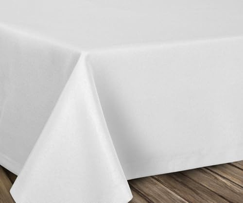 BEAUTEX fleckenabweisende und bügelfreie Tischdecke - Tischtuch mit Lotuseffekt - Tischwäsche in Leinenoptik, Rund 160 cm, Weiss