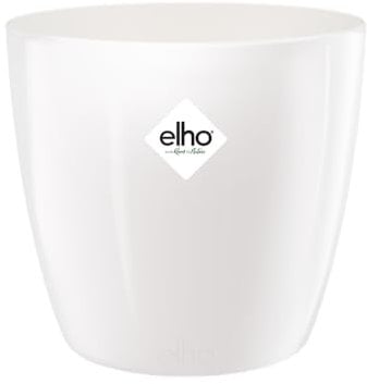 Elho Brussels Diamond Round 20 - Vaso per Interno - Ø 20.0 x H 18.6 cm - Bianco/White