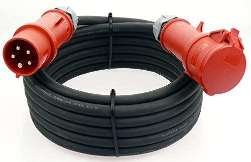 netbote24 CEE Mennekes Verlängerungskabel 32A 400V mit Phasenwender Gummileitung H07RN-F 5x6 5g6 IP44 außen 30m