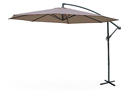 Alice's Garden - Parasol déporté Ø350cm - Hardelot - Coloris Taupe. structure anthracite. manivelle anti-retour.