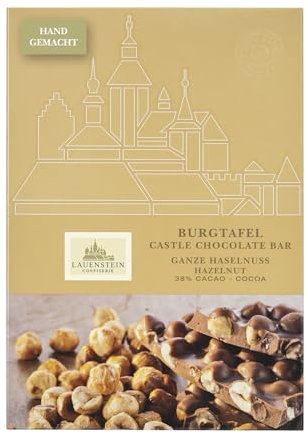 HASELNUSS Tafelschokolade | Lauensteiner Burgtafel | Vollmilchschokolade im XXL-Format 275g | knackig, nussig und alkoholfrei | Zum Genießen für die ganze Familie | 1er Pack