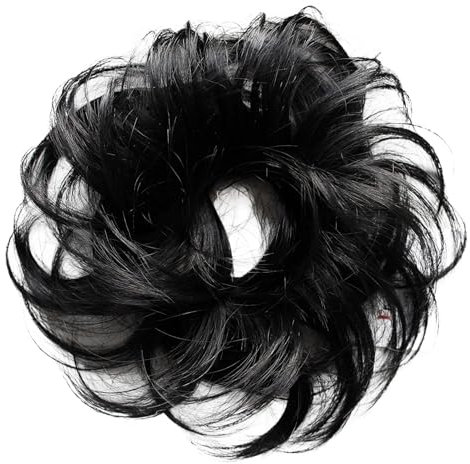 CAISHA Haarteil Haargummi Hochsteckfrisuren Voluminös Gewellt Unordentlich Kunstfaser DM13cm Schwarz G1C