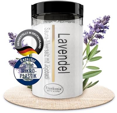 Frankonia BATH & SPA Sauna Salz Peeling Lavendel – 400 g Meersalz-Körperpeeling mit Jojobaöl & Vitamin E – Dusch- & Body Scrub für alle Hauttypen – Vegan & ohne Parabene