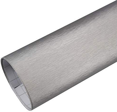 Rapid Teck® 5,26€/m Premium Aluminium Alu gebürstet Silber 50cm x 1,52m - Blasenfrei mit Luftkanälen - Auto Folierung - Car Wrapping Folie - Schwarze Folie Auto
