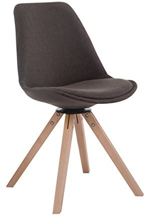 CLP Retrostuhl Troyes Square Mit Stoffbezug Und Hochwertiger Polsterung I Drehbarer Stuhl Mit Schalensitz Und Massiven Holzbeinen, Farbe:dunkelgrau, Gestell Farbe:Natur