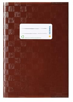 HERMA 7427 Notebook Covers A5 Raffia Brown, Pack of 25, Book Covers with Label & Raffia Structure Made of Durable & Wipe-Clean Polypropylene Film, Notebook Cover Set for School Notebooks, Coloured