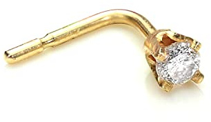9K (375) Gold 0.02K Viereck Diamant L-förmig Nasenstecker/Stecker