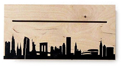 44spaces New York Design-Schlüsselbrett aus Birkenholz, Urbane Schlüsselleiste Schlüsselhalter mit Briefablage