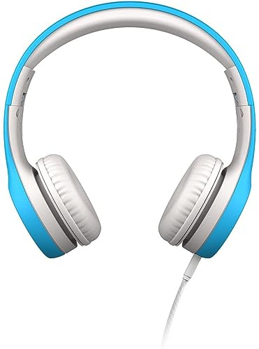 LilGadgets Connect+ Kids Headphones Wired With Microphone, Volume Limiting For Safe Listening, Adjustable Headband, Cushioned Earpads For Comfort, Toddler Headphones, Blue