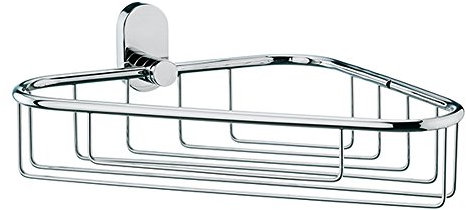 kela 22688, Eckablagekorb, Zum Kleben oder Bohren, Linksmontage, 28,5X 22,5X 9,5 cm, Lucido, Silber Glänzend