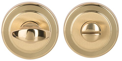 Alpertec WC Rosette mit Sperrriegel in Messing poliert Drückergarnitur Türdrücker Türbeschläge, Durchmesser 55 mm, 32885620K1