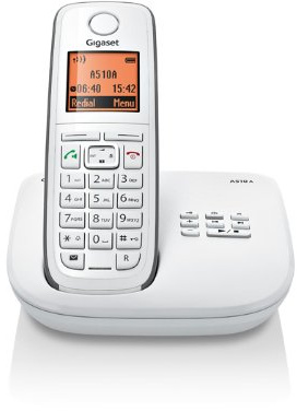 Gigaset A510A weiß - schnurloses, analoges Telefon mit Anrufbeantworter ECO DECT