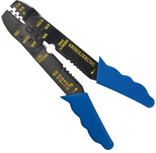 SW-Stahl 42501L Kabelschuhklemmzange unisolierte Verbinder 1,5/2,5/6 mm I Kabel Abisolierzange 0,75-6 mm I Schrauben Schneider M2,6-M5 I Crimpzange unisolierte Kabelschuhe I Crimpzange Kabelschuhe