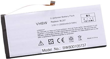 vhbw Batterie 2500mAh (3.7V) pour Smartphone Lenovo K100, K900 remplace BL207.
