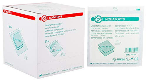 NOBATOP 8 Sterile Vliesstoffkompresse 50 Stück, Größen:10 x 10 cm