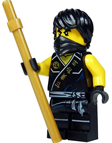 LEGO Ninjago: Minifigur Cole (schwarzer Ninja) mit goldenem Kendostab 2015 Neuheit