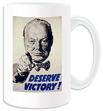 Personalisiertes Geschenk, großer verdienen Victory Tasse (War Poster Design Thema, weiß) – alle Nachricht/Name auf Ihre einzigartige – Großbritannien Briten Erste 1. zweite 2 nd World ersten Weltkrieges 2. Weltkrieg Einstellung gewinnen Victory Army Military Soldier Winston Churchill