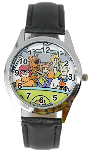 TAPORT® Unisex Uhr Analog Quarzwerk mit Leder Scooby Doo Schwarz Rund