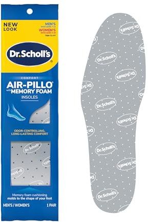 Dr. Scholl's Double Air-Pillo Custom Comfort Insoles 1 Pair Packet, Unisex Mens size 7-13, Womens size 5-10