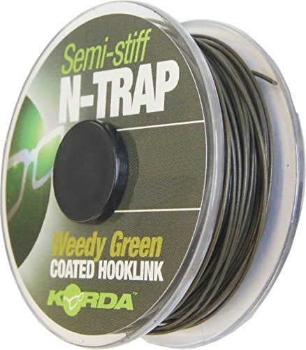 Korda N-Trap Semi Stiff 20m - Vorfachschnur für Karpfenmontagen, Schnur für Karpfenvorfach, Vorfachmaterial für Karpfen, Tragkraft:30lbs/13.6kg, Farbe:Weed (Grün)