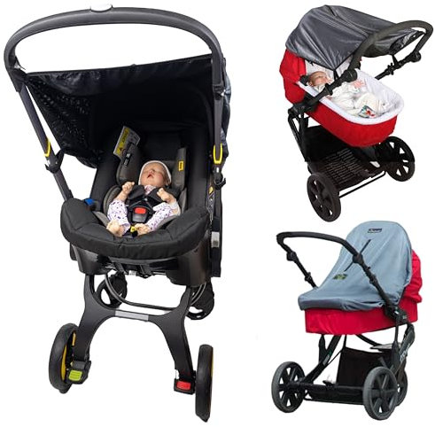 SnoozeShade Original Deluxe Pram Sun Shade for Newborns Universal Fit Baby Sleep Aid with UPF40 Plus Breathable Blackout Cover in Premium Silver Grey