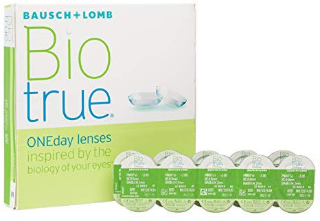 Bausch und Lomb Biotrue ONEday Tageslinsen, sphärische Kontaktlinsen, weich, 90 Stück BC 8.6 mm/DIA 14.2/6 Dioptrien