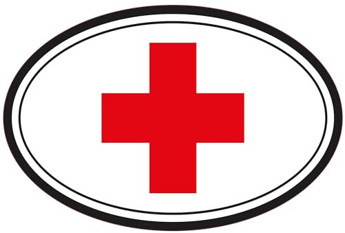 INDIGOS UG Auto Aufkleber Medic Cross Oval Bumper Sticker red Cross 152mmX101mm