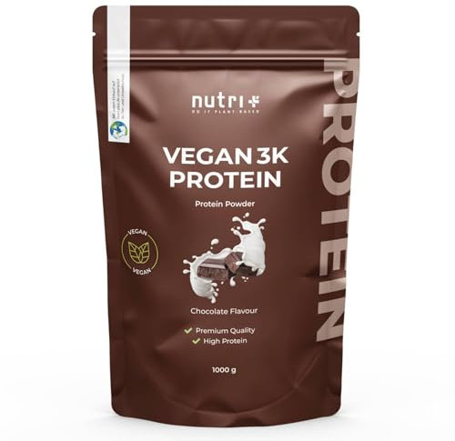 Nutri + Proteine Vegane in Polvere Cioccolato 1kg - Soia Pisello Girasole - Frullato Proteico Vegano Chocolate 1000g Senza Lattosio