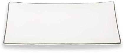 Gmundner Keramik Assiette Rectangulaire, Bord Gris, 11,8 x 20,1 cm