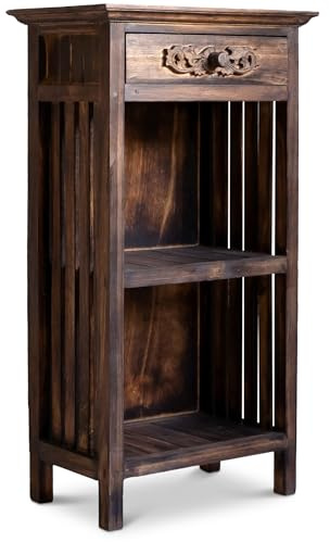 livasia Standregal Teakholz – 40x25x90cm – vielseitiges Bücherregal aus Bali, für Küche, Arbeitszimmer, Wohnzimmer – Nachhaltig recyceltes Holz, hochwertige Qualität, handgefertigt (Braun)