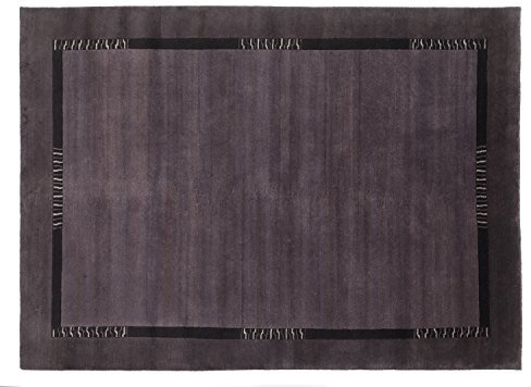 Mein Teppichmarkt Teppichträume werden wahr! Prometheus Border handgeknüpfter Nepal Teppich Wolle in dk.grau, Größe: 70x140 cm