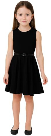 A2Z 4 Kids Girls Plain Skater Dress Party Fashion Summer Dresses - New Skater Dress Black 13