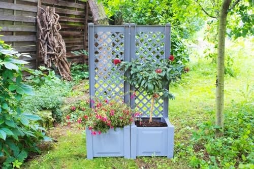 KHW Pfanzkasten mit Spalier 43 cm, 2er Set, grau, 86x43x140 cm, 37222