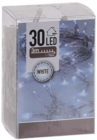 LED Lichterkette kalt weiß mit Timer - 3 m Länge mit 30 LED - Weihnachts Beleuchtung für Innen - Indoor Weihnachten Advent Winter Tisch Fenster Deko Batterie betrieben