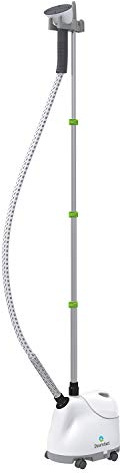 Steamfast SF-407 Canister Fabric Steamer, With Telescopic Pole and Fabric Brush, 45 Second Heat Up Time, Chemical-Free Steam, Clothes Hook, Fabric Brush, 40-Ounce Water Tank, White