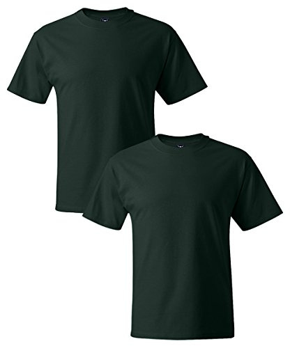 Hanes Men's Short Sleeve Beefy-T (Pack of 2), Deep Forest, 3X-Large