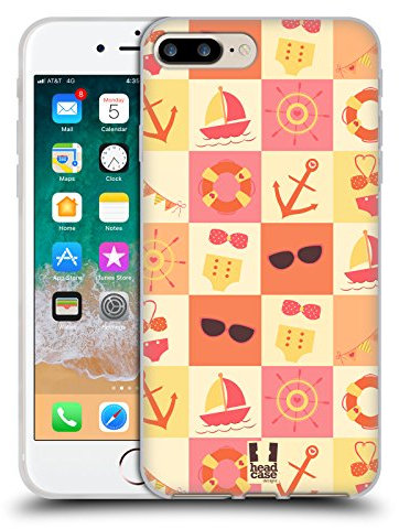Head Case Designs Naranja Verano Náutico Caso Funda de Gel Suave Compatible con Apple iPhone 7 Plus/iPhone 8 Plus