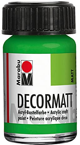 Marabu 14010039066 - Decormatt Acryl Gelbgrün 066, 15 ml, samtmatte Acrylfarbe auf Wasserbasis, cremig und farbintensiv, speichelfest, wetterfest, zum freien Malen und Schablonieren