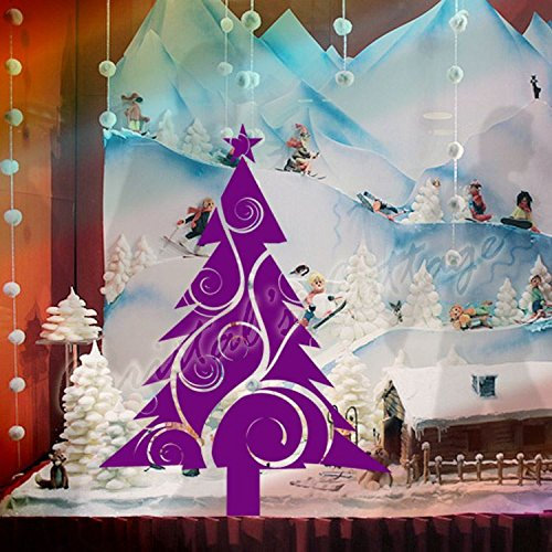 Albero di Natale & Vine Shop Mostra vetrina adesivo decorativo da parete – interno vetro per esterni – nero